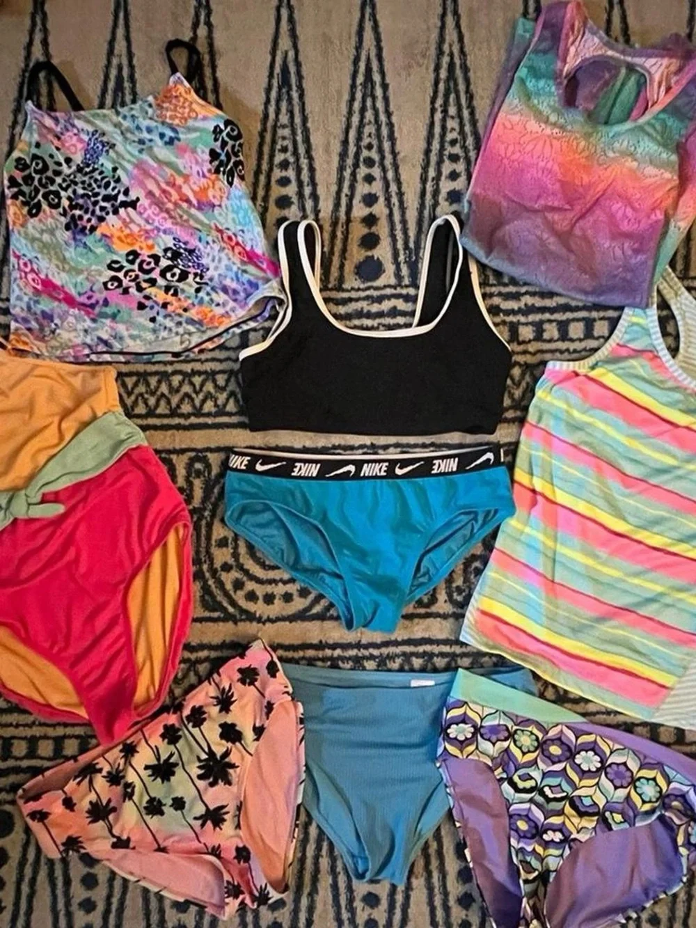 Girls' Swim Briefs and Assorted Multi‑Color Bikini Tops 9 pieces